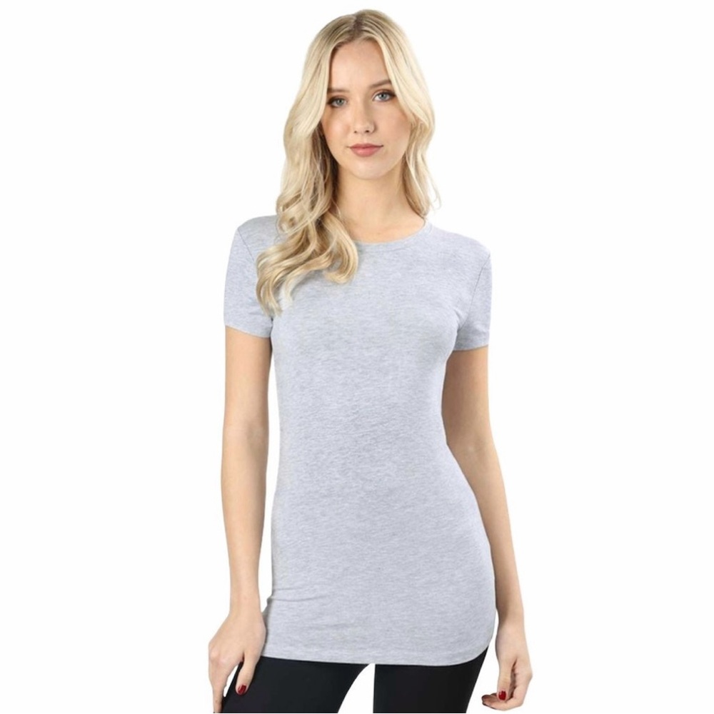 Zenana Outfitters Gray Mist Long Fitted Tee
